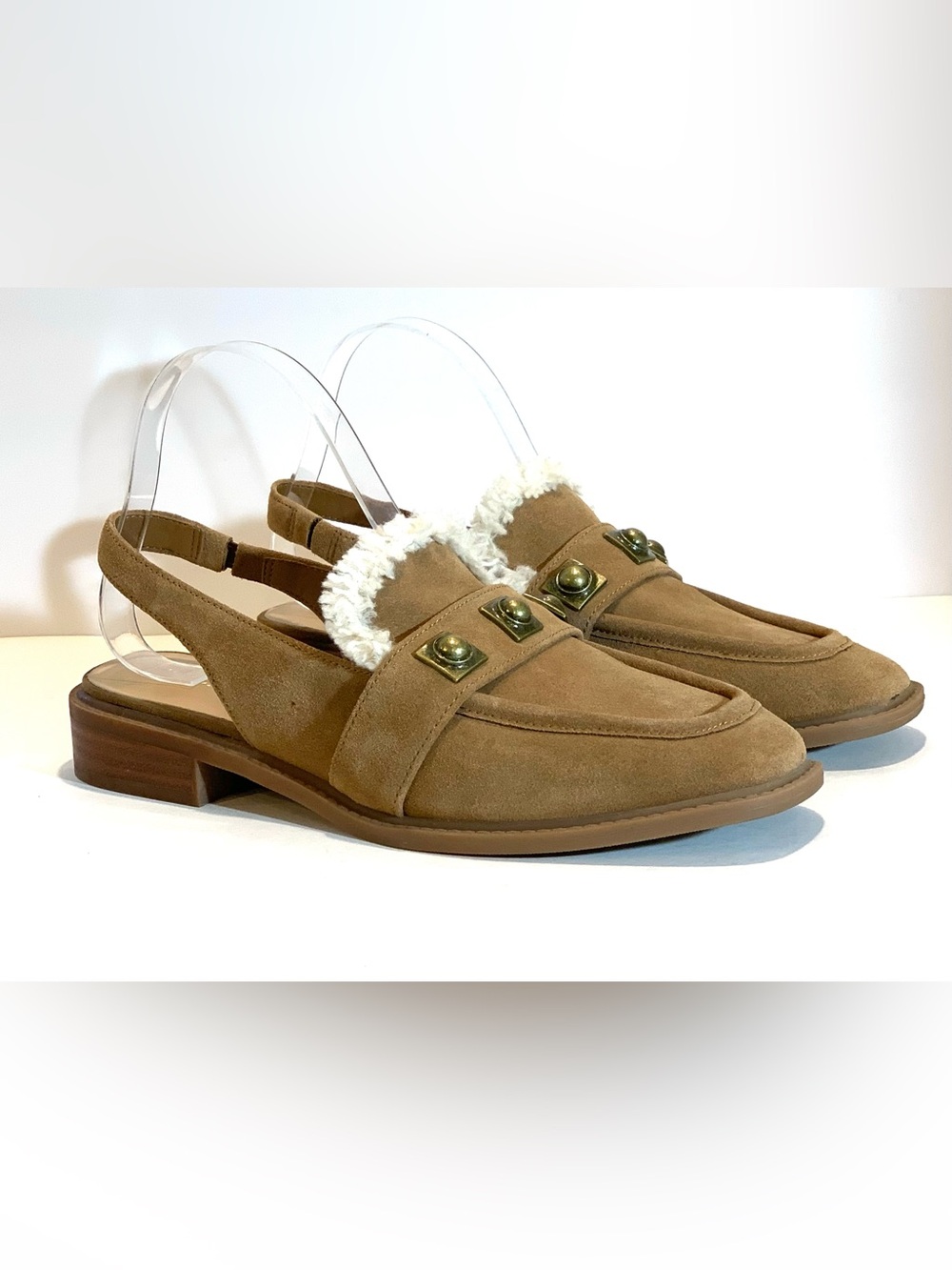 Chelsea & Violet Tan Suede Slingback Mules Sz 9M